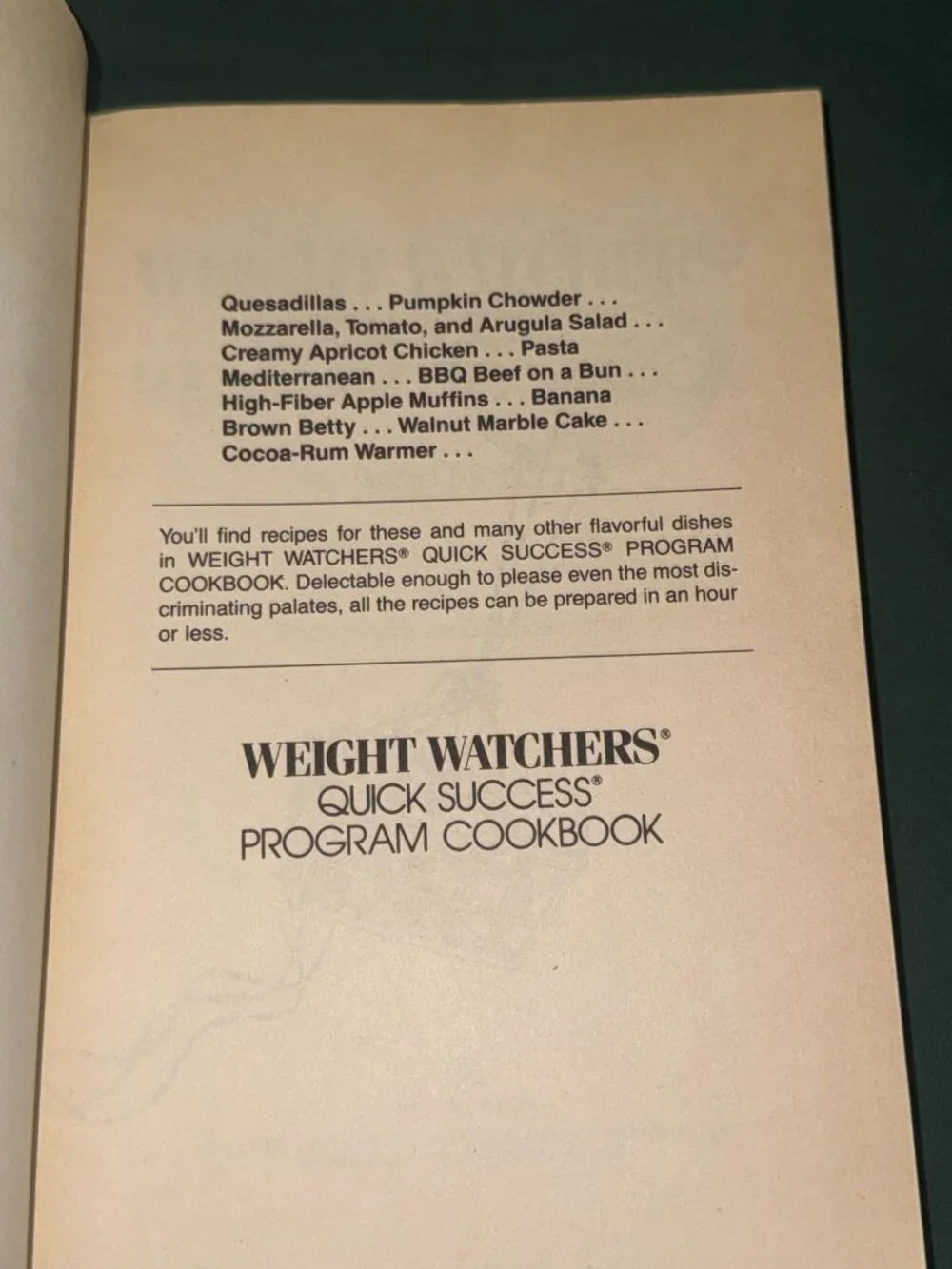 Weight Watchers Quick Success Program Cookbook By Jean Nidetch